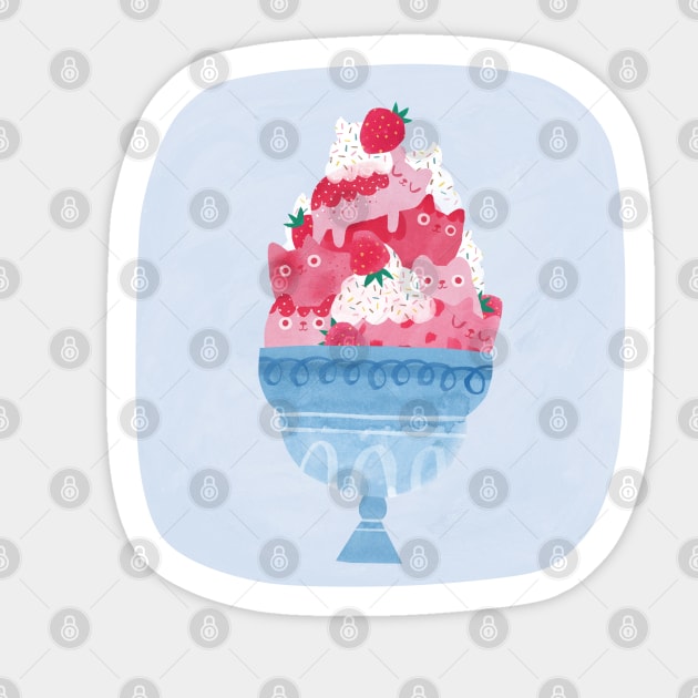 Strawpurry sundae Sticker by Planet Cat Studio